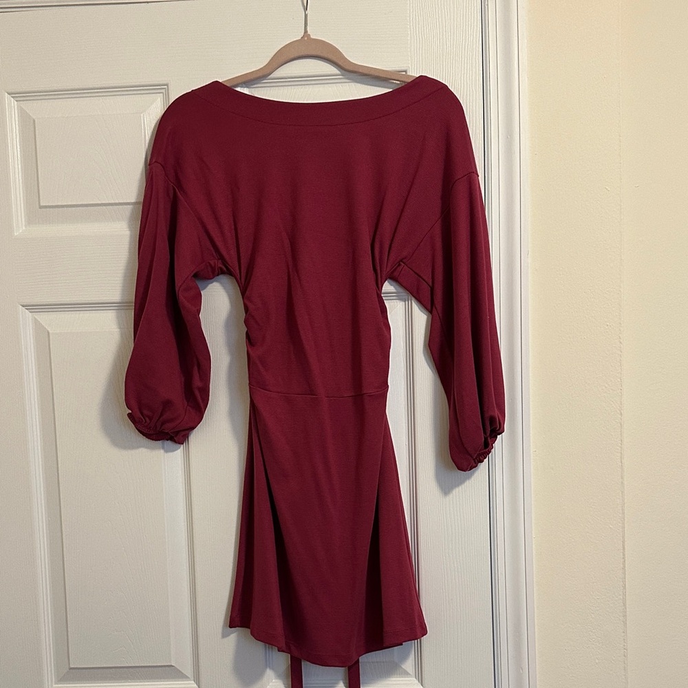 Free People Deep Red Long Sleeve Dress